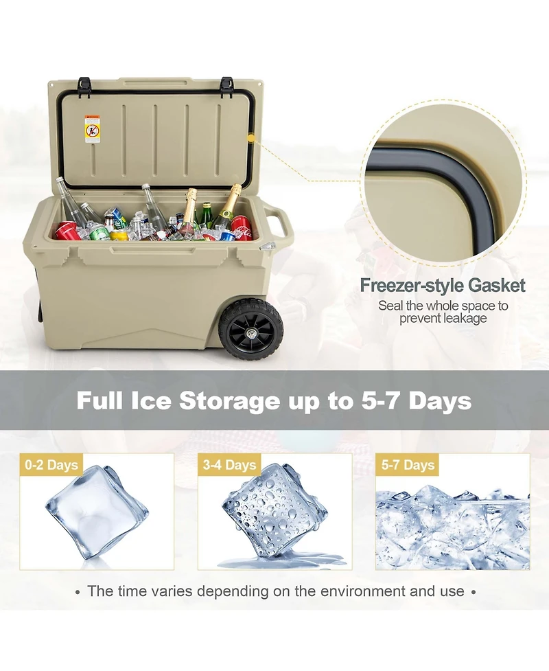 75 Qt Portable Cooler Roto Molded Ice Chest Insulated 5-7 Days