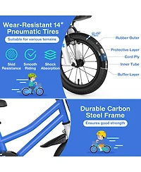 14'' Kid's Bike with Removable Training Wheels & Basket for 3-5 Years Old