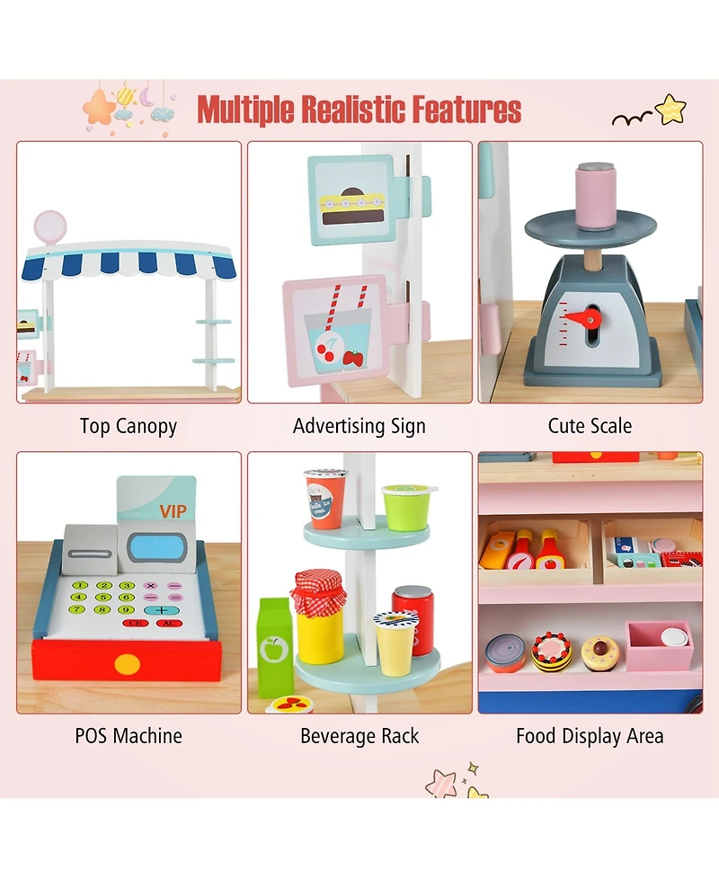 Kids Snacks & Sweets Food Cart Kids Toy Cart Play Set