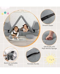 Costway Kids Play Sofa Set Modular Convertible Foam Folding Couch Toddler Playset
