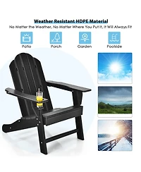 Patio Adirondack Chair Weather Resistant Garden Deck W/Cup Holder