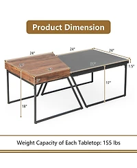 Costway Nesting Table Modern Coffee Table Set of 2 Stacking Side Table