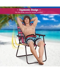 Gymax Set of 6 Patio Folding Web Chair Portable Beach Camping Red