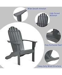 Costway Outdoor Adirondack Chair Solid Wood Durable Patio Garden Furniture