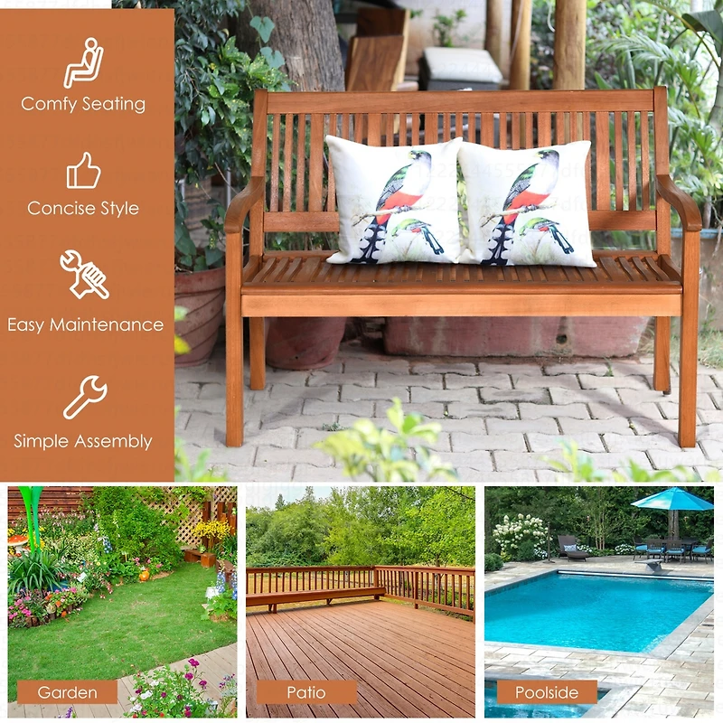 Costway 50'' Two Person Outdoor Garden Bench Loveseat Porch Chair