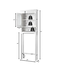 Over The Toilet Bathroom Space Saver Carved Top Toilet Rack w/ Adjustable Shelf