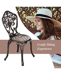 3PCS Patio Bistro Set Round Table Chairs All Weather Cast Aluminum Yard