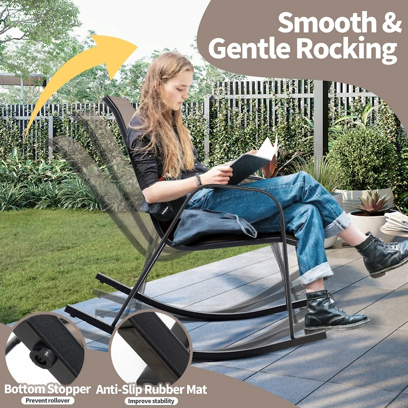 4 Pcs Patio Rocking Chair Heavy-Duty Metal Rocker Outdoor Anti-Slip