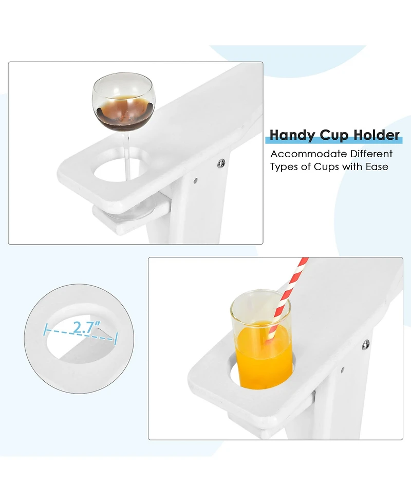 Patio Adirondack Chair Weather Resistant Garden Deck W/Cup Holder