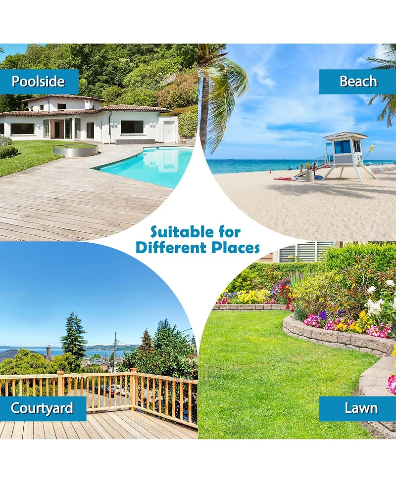 Costway Foldable Lounge Chair Outdoor Adjustable Beach Patio Pool Recliner