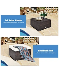 Gymax 4PCS Rattan Patio Sofa Conversation Set Outdoor Furniture Set w/ Cushion