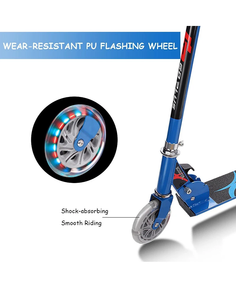 Folding Aluminum 2 Wheel Kids Kick Scooter Adjustable Height Led Light Up