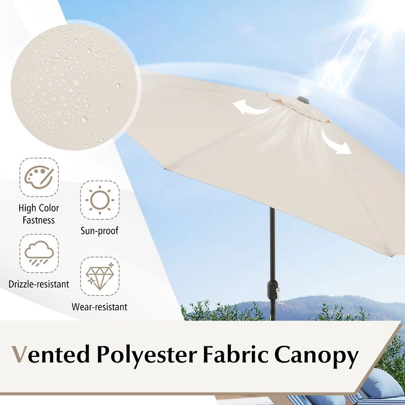10FT Patio Umbrella 6 Ribs Market Steel Tilt W/Crank Outdoor Garden