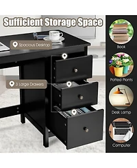 Computer Desk Study Writing Home Office Workstation with 3 Drawers