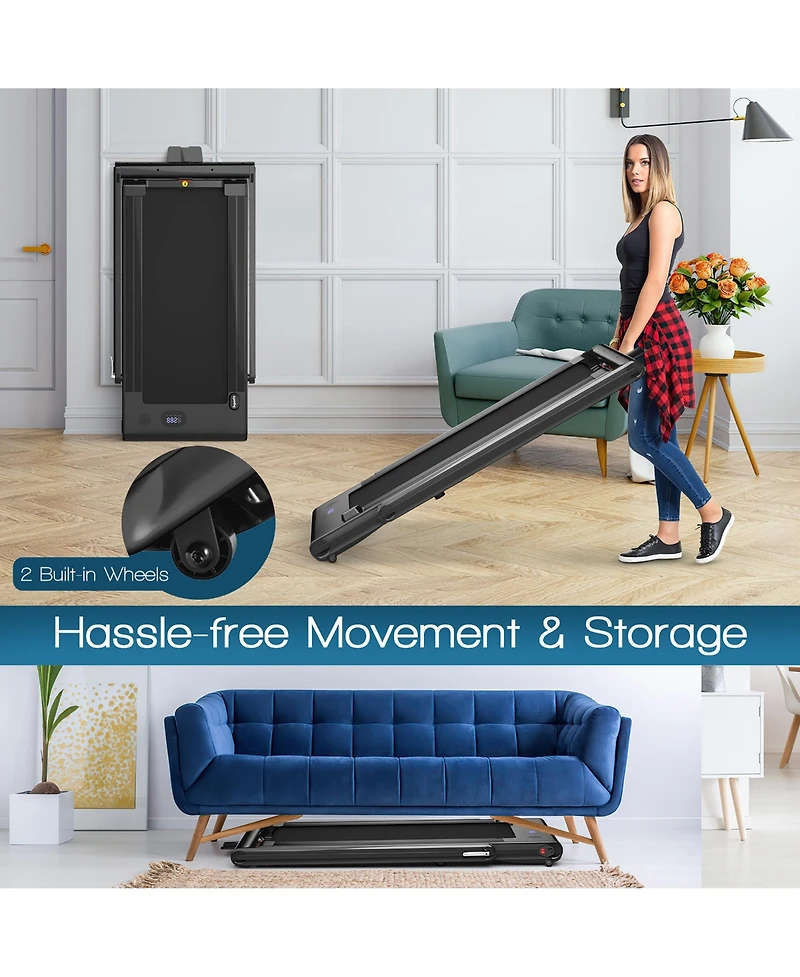 2-in-1 Folding Treadmill 2.25HP Jogging Machine w/ Dual Led Display