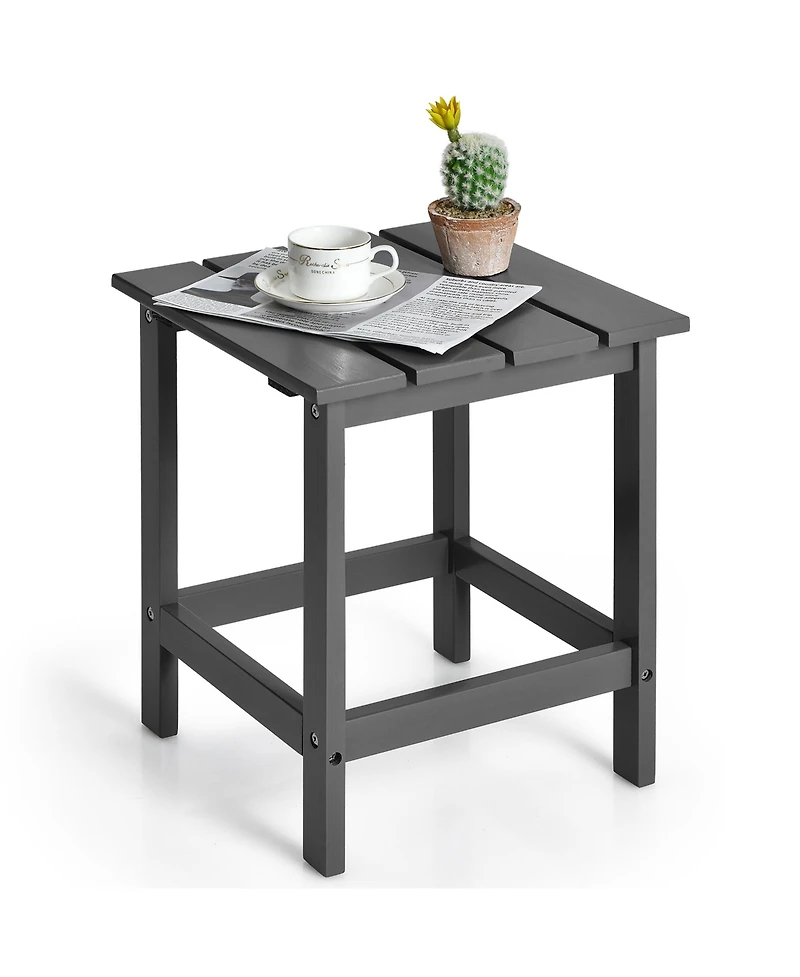 Patio 15" End Side Coffee Table Square Wooden Slat Garden
