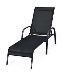Costway 2PCS Outdoor Patio Lounge Chair Chaise Fabric Adjustable Reclining