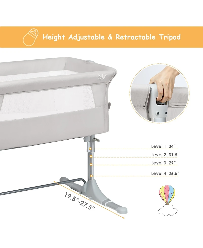 Costway Portable Baby Bed Side Sleeper Infant Travel Bassinet Crib
