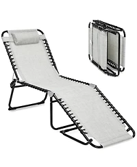 Costway Folding Beach Lounge Chair Heightening Design Patio Lounger