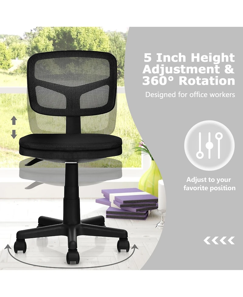 Costway Armless Office Chair Adjustable Swivel Computer Desk Chair