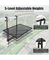 Folding Hanging Table Adjustable Balcony Railing Table Patio Deck