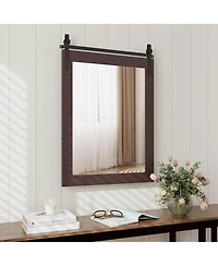 30''x22'' Wall Mount Mirror Decor Vanity Mirror Wood Frame Barn Door Style