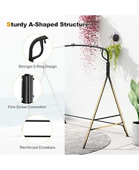 Costway Outdoor Metal Swing Frame Sturdy A-Shaped Porch Swing Stand with Extra Side Bars