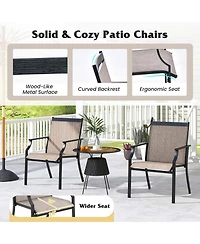 2 Piece Patio Dining Chairs Large Outdoor with Breathable Seat & Metal Frame