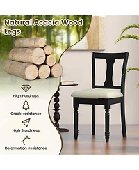 2 Pcs Wood Chair Antique Upholstered with Storage Space