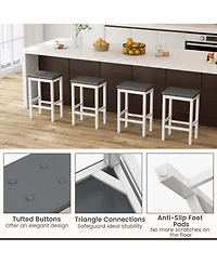 Set of 2 Rubber Wood Bar Stools 24" Counter Height Stool with Padded Seat