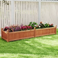 Wooden Raised Garden Bed Outdoor Rectangular Planter Box with Drainage Holes
