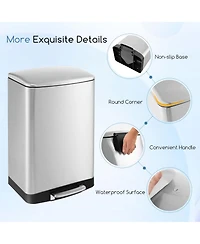Stainless Steel Trash Can, 13.2 Gal Garbage Can with Lid, Detachable Inner Pail