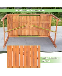 Costway Patio Rectangular Acacia Wood Dining Table 4-6 Person Outdoor