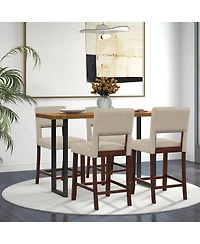 Set of 2 Upholstered Bar Stools 24.5'' Dining Chairs with Back