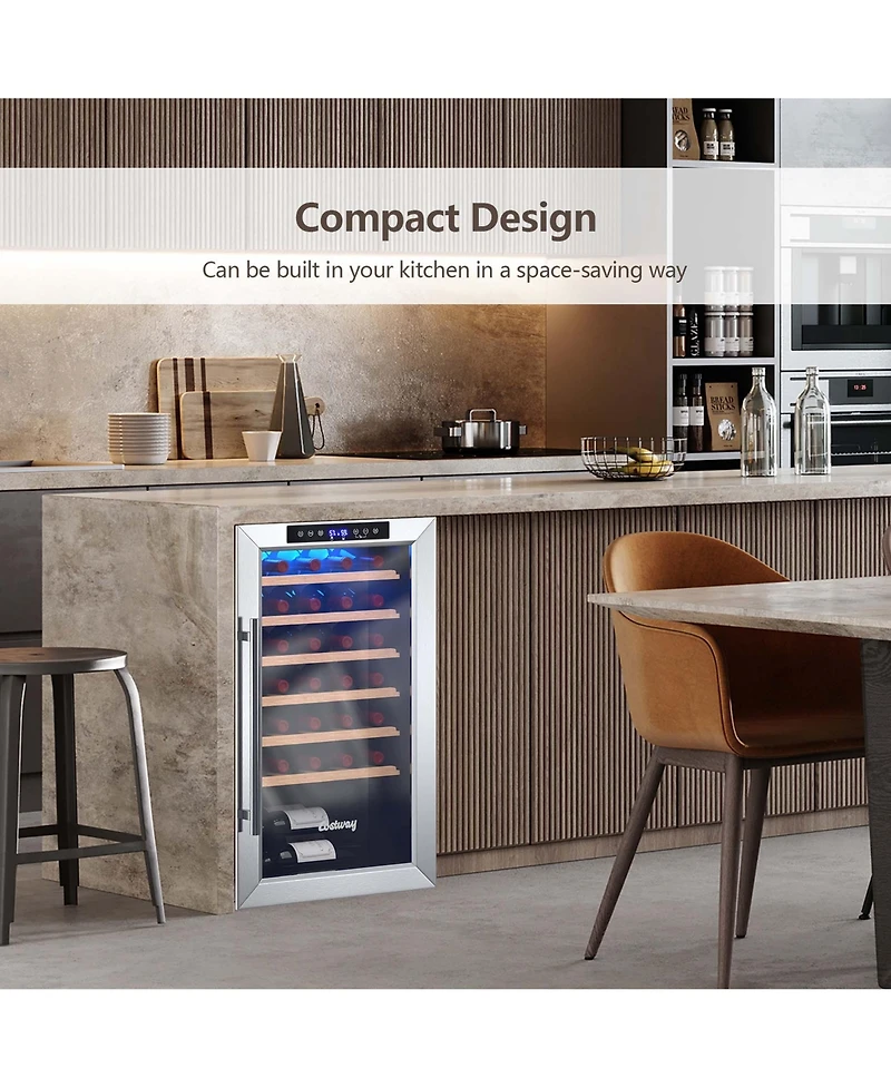 20 Inch Cooler Refrigerator for 33 Bottles with Tempered Glass Door