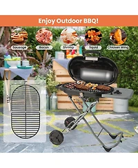 Costway Portable Propane Grill Folding Gas Grill Griddle with Wheels & Side Shelf