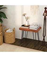 1 Pc Rectangular End Table Accent Side Reclaimed Teak Wood Plant Stand