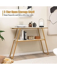 44'' Long Narrow Couch Table 2-Tier Console Table Entryway Table