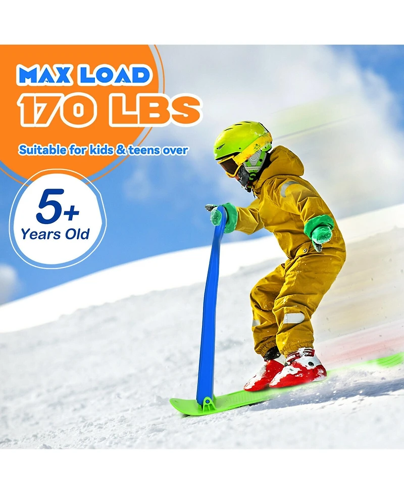 Folding Snow Scooter W/Grip Handle Portable Snow Sled for Kids Teenagers