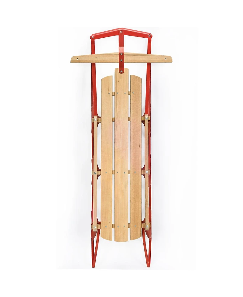 54''Kids Wooden Snow Sled Runners Steering