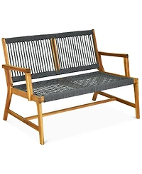 Costway 2-Person Patio Acacia Wood Bench Porch Garden Yard Deck