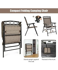 Costway Set of 4 Patio Folding Chairs Sling Portable Dining Chair Set