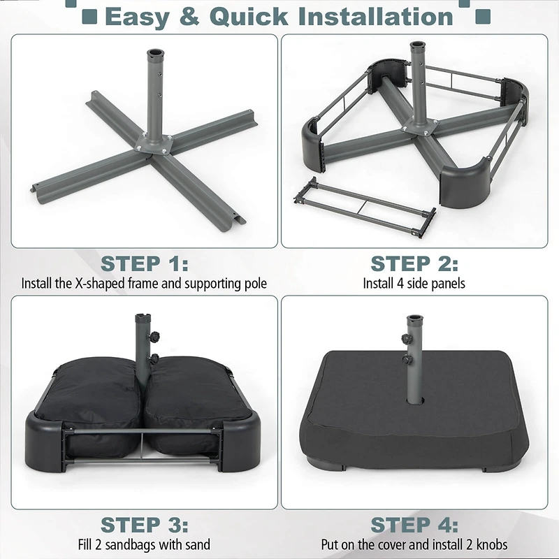 Patio Market Offset Umbrella Stand Holder Base Sand Filled Sandbags 220lbs