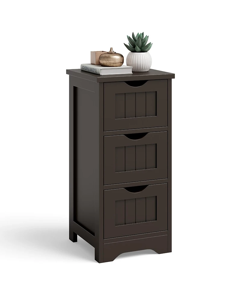 Bathroom Floor Cabinet Freestanding Storage Organizer w/ 3 Drawers