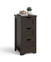 Bathroom Floor Cabinet Freestanding Storage Organizer w/ 3 Drawers