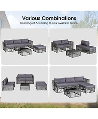 5 Pieces Patio Pe Rattan Wicker Sofa Furniture Set Cushioned Outdoor