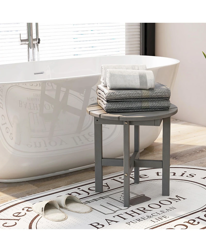 Costway Patio 18'' Adirondack Round Side Table All Weather Hdpe End Table Outdoor