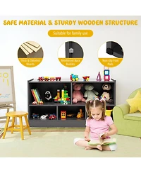 Kids 2-Shelf Bookcase 5-Cube Wood Toy Storage Cabinet Organizer