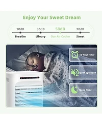 4-in-1 Evaporative Air Cooler Portable Humidifier with Timer, 3 Modes & Speeds