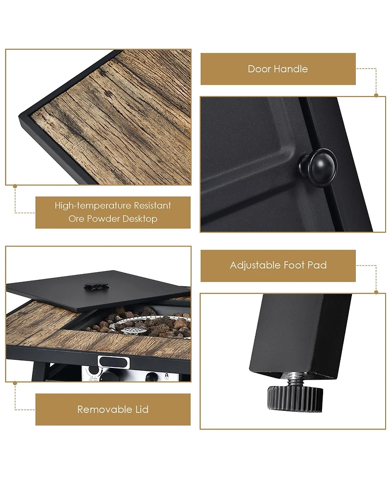 Costway 28 Inches Propane Gas Fire Pit Table 40,000 Btu Outdoor Heater